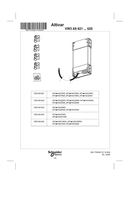 schneider施耐德Instruction sheet - Kit DNV VW3 A9 621...625